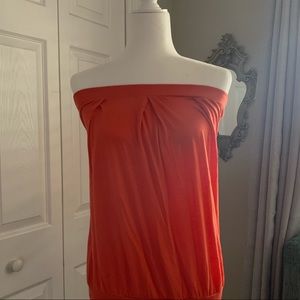 off the shoulder orange dress